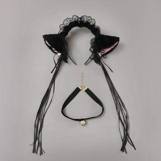 Set: Cat Ear Lace Headband + Choker