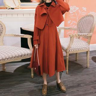 Set: Shirt Jacket + Sleeveless Midi A-line Dress