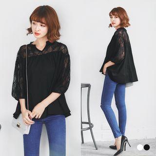 Lace Mesh Boxy Blouse