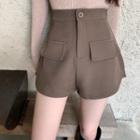 High-waist Plain Pocket-detail Shorts