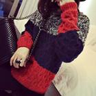 Color Block Chunky Knit Sweater