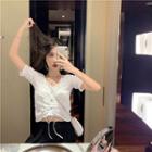 Short-sleeve Crinkled Top / Wide-leg Pants