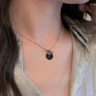 Bar Charm Disc Dangle Necklace Black - One Size