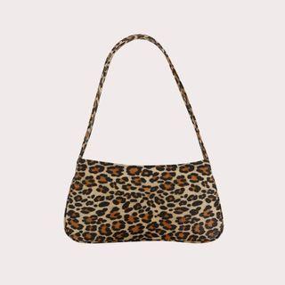 Leopard Zipped Shoulder Bag Beige - One Size