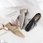 Faux Leather Lace-up Block Heel Derby Shoes