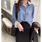 Bell-sleeve Lace Panel Shirt