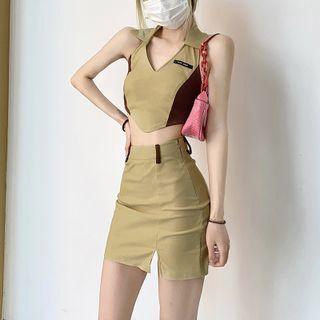 Sleeveless Crop Top / Pencil Skirt