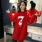 Number Applique Mini Pullover Dress