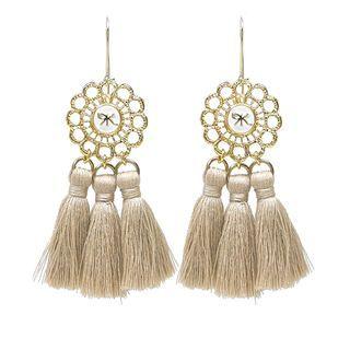 Tassel Dangle Earrings (beige) One Size