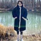 Fleece Trim Zip-up Midi Coat