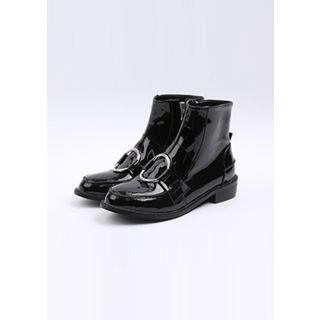 Hoop Low-heel Patent Short Boots