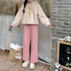 Fleece Hoodie / Wide-leg Pants
