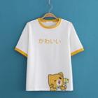 Bear Print Short Sleeve Round Neck T-shirt