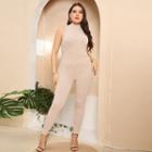 Sleeveless Mock-neck Jumpsuit
