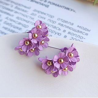 Flower Alloy Earring 1 Pair - Purple - One Size