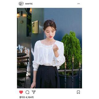 Square-neck Frilled-detail Shirt
