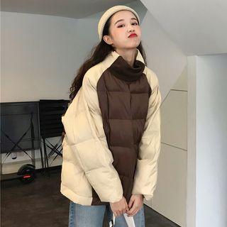 Turtleneck Color Block Padded Pullover