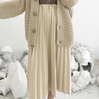 Pleated Midi A-line Skirt As Shown In Figure - One Size
