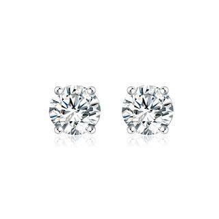 Simple And Fashion Geometric Round Cubic Zircon Stud Earrings Silver - One Size
