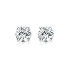 Simple And Fashion Geometric Round Cubic Zircon Stud Earrings Silver - One Size