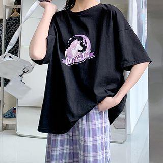 Unicorn Print Short-sleeve Tee
