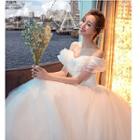 Off-shoulder Short-sleeve Wedding Dress
