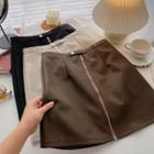 Plain Zip High-waist Skirt