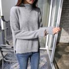 Slit-neck Wool Blend Sweater