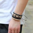 Set Of 4: Genuine Leather Wax Cord Bracelet (various Designs) Set Of 4 - One Size