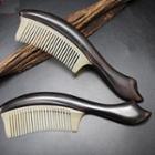 Wooden & Horn Hair Comb Dark Brown - One Size