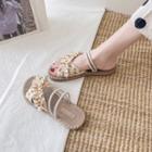 Floral Print Frill Trim Sandals