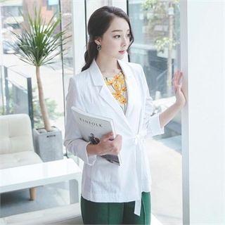 Tie-waist Linen Blend Jacket