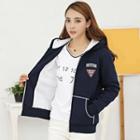 Patched Fleece Lined Zip Hoodie