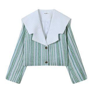 Sailor Collar Striped Single-breasted Jacket