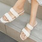 Shirred-strap Block-heel Sandals