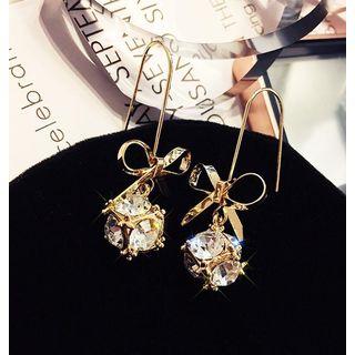 Faux Crystal Alloy Bow Dangle Earring