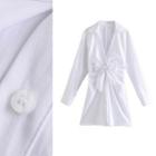 Tie Waist Long-sleeve A-line Shirt Dress