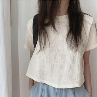 Short-sleeve Dip-back T-shirt White - One Size