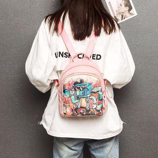 Faux Leather Printed Mini Backpack