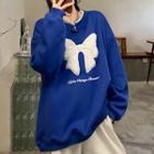 Ribbon Print Sweatshirt Blue - One Size