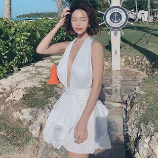 Plunge-neck Open-back Swimdress