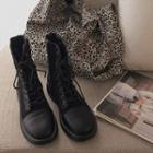 Suedette-panel Lace-up Ankle Boots