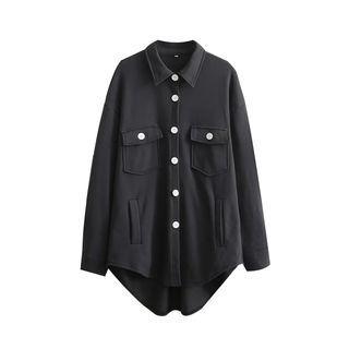 Long-sleeve Plain Loose-fit Shirt Jacket