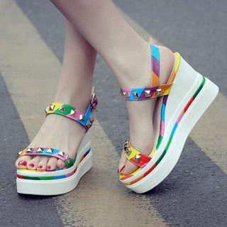 Platform Wedge Studded Sandals