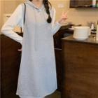Set: Sleeveless Midi A-line Hoodie Dress + Long-sleeve T-shirt