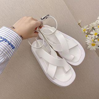 Toe-loop Ankle Strap Platform Sandals