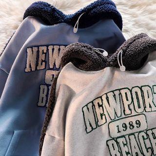 Long-sleeve Color Block Oversized Fleece Hoodie