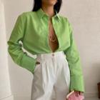 Bell-sleeve Printed Loose-fit Shirt