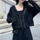 Hooded Zip Jacket / Henley Midi Tank Dress