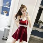 Strappy Contrast Trim A-line Dress